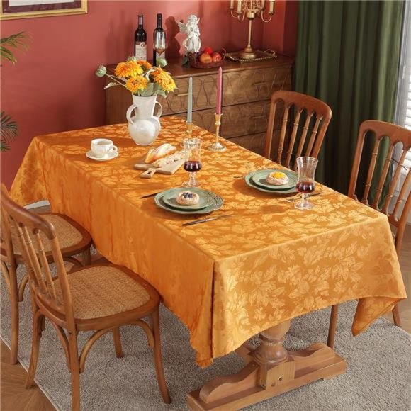 Maple Leaves Tablecloth Oil/Water Proof, Thanksgiving Oblong 52 x 70 - Picture 6 of 7